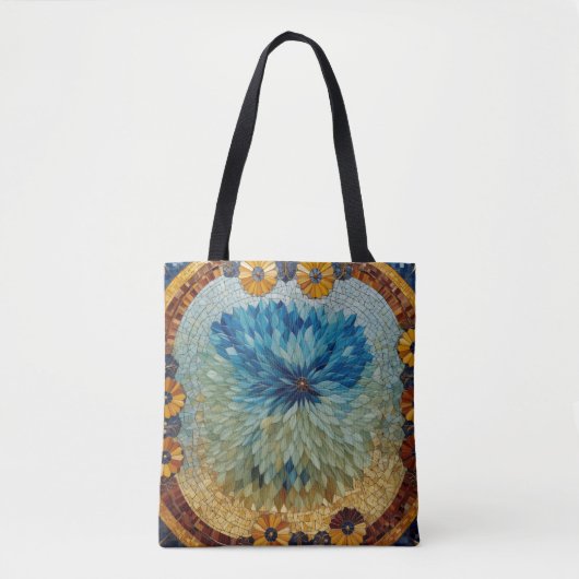 Mosaik Grün Blau Floral Tasche (Vorderseite)