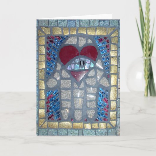 Mosaik Hamsa W/Heart und böser Blick Karte (Vorderseite)