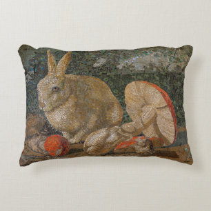 Mosaik-Hase und Pilz Natur vintage Dekokissen