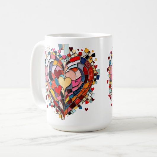 Mosaik-Herz der Liebe Kaffeetasse (Vorderseite Links)