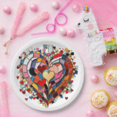 Mosaik-Herz der Liebe Pappteller (Party)