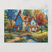 Mosaik House by Stream Postcard Postkarte (Vorderseite)