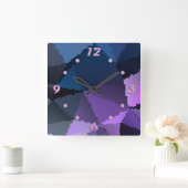 Mosaik in Blau- und Rosatönen Quadratische Wanduhr (Zuhause)