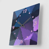 Mosaik in Blau- und Rosatönen Quadratische Wanduhr (Winkel)