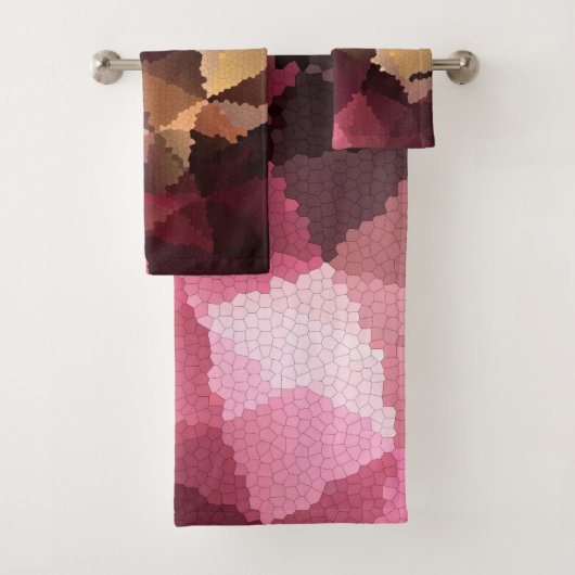 Mosaik in braun-rosa und gelben Farben Badhandtuch Set (Insitu)