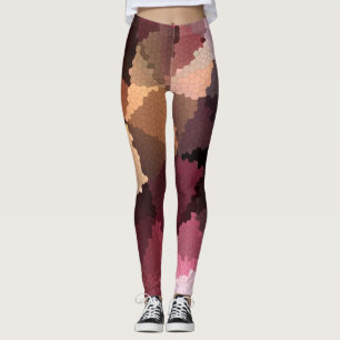 Mosaik in braun-rosa und gelben Farben Leggings