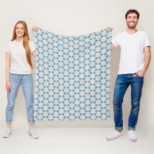 Mosaik in Weiß und Blau Fleecedecke