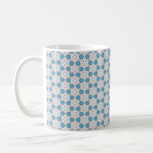Mosaik in Weiß und Blau Kaffeetasse (Links)