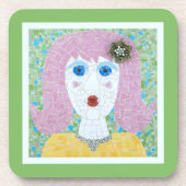 Mosaik - Ingrid mit Green & Ivory Rahmen Untersetzer (Vorderseite)