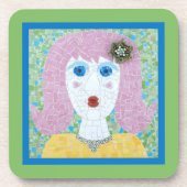 Mosaik - Ingrid mit grüner und blauer Grenze Getränkeuntersetzer (Vorderseite)