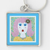 Mosaik - Ingrid mit Türkis und Elfenbeingrenze Schlüsselanhänger (Vorne)