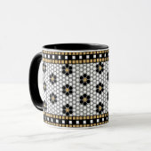 Mosaik Inspiriert Schwarz-weiß und Gold Tasse (Vorderseite Links)