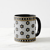 Mosaik Inspiriert Schwarz-weiß und Gold Tasse (VorderseiteRechts)