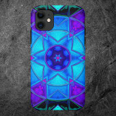 Mosaik Kaleidoscope Blume Blau Lila und Aquamarin Case-Mate iPhone Hülle