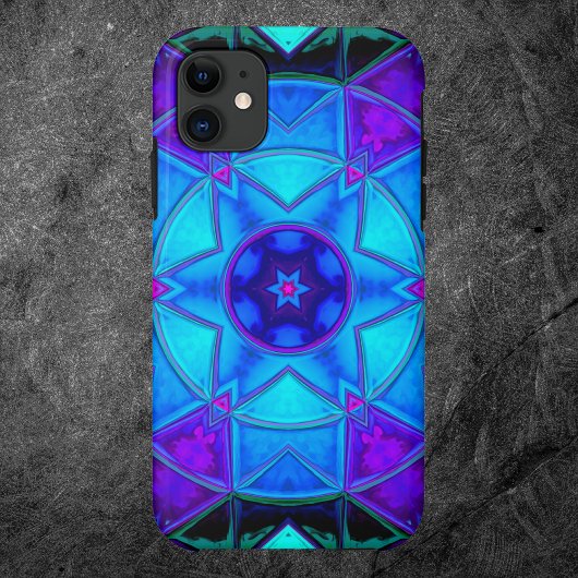 Mosaik Kaleidoscope Blume Blau Lila und Aquamarin Case-Mate iPhone Hülle