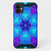 Mosaik Kaleidoscope Blume Blau Lila und Aquamarin Case-Mate iPhone Hülle (Rückseite)