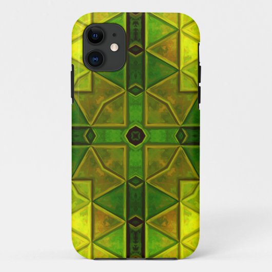 Mosaik Kaleidoscope Square grün und gelb Case-Mate iPhone Hülle (Rückseite)
