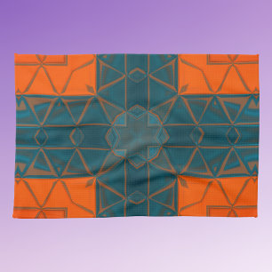 Mosaik Kaleidoscope Square Orange und Blau Geschirrtuch