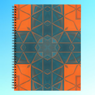 Mosaik Kaleidoscope Square Orange und Blau Notizblock