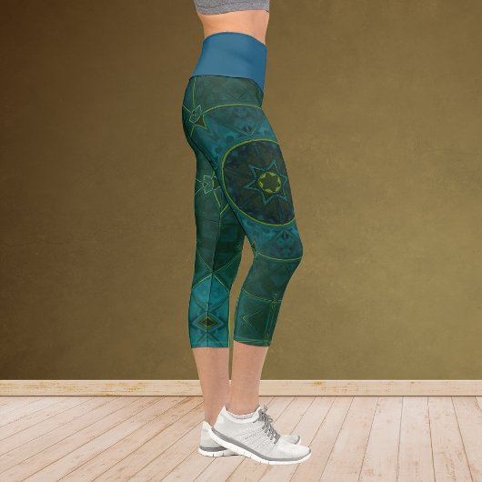Mosaik Kaleidoskop Blume Aquamarin Leggings