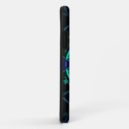 Mosaik Kaleidoskop Blume Aquamarin Schwarz und Bla Case-Mate iPhone Hülle (Hinten/Rechts)