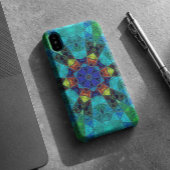 Mosaik Kaleidoskop Blume Blau Grün und Orange Case-Mate iPhone Hülle