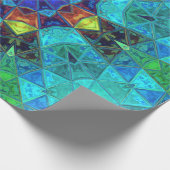 Mosaik Kaleidoskop Blume Blau Grün und Orange Geschenkpapier (Ecke)