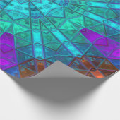 Mosaik Kaleidoskop Blume Blau Lila und Rot Geschenkpapier (Ecke)