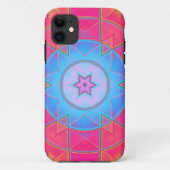 Mosaik Kaleidoskop Blume Blau Rosa und Gelb Case-Mate iPhone Hülle (Rückseite)