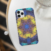 Mosaik Kaleidoskop Blume Blau und Gelb Case-Mate iPhone Hülle