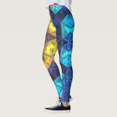 Mosaik Kaleidoskop Blume Blau und Gelb Leggings (Links)