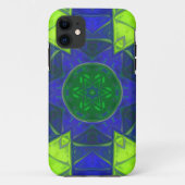 Mosaik Kaleidoskop Blume Blau und Grün Case-Mate iPhone Hülle (Rückseite)