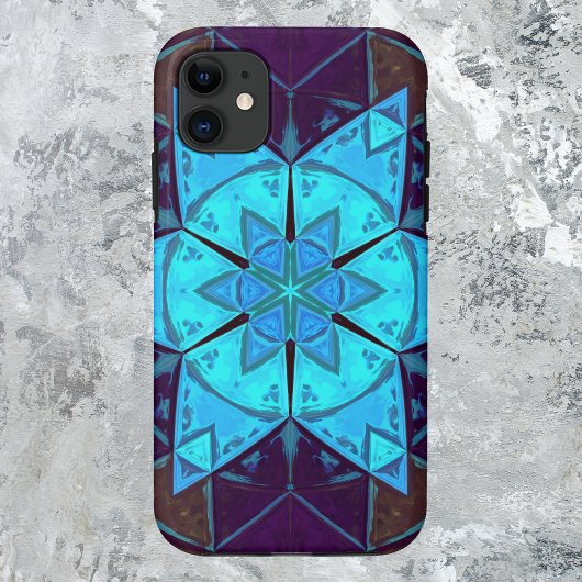 Mosaik Kaleidoskop Blume Blau und Lila Case-Mate iPhone Hülle