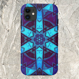 Mosaik Kaleidoskop Blume Blau und Lila Case-Mate iPhone Hülle