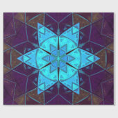 Mosaik Kaleidoskop Blume Blau und Lila Geschenkpapier (Flach)