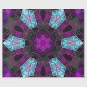 Mosaik Kaleidoskop Blume Blau und Lila Geschenkpapier (Flach)