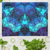 Mosaik Kaleidoskop Blume Blau und Lila Geschirrtuch (Gefaltet)
