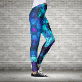 Mosaik Kaleidoskop Blume Blau und Lila Leggings