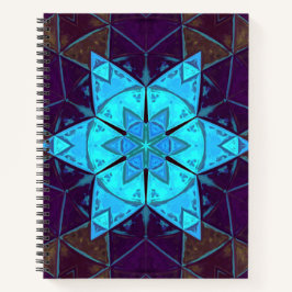 Mosaik Kaleidoskop Blume Blau und Lila Notizblock