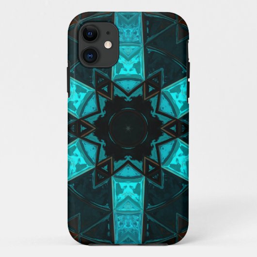 Mosaik Kaleidoskop Blume Blau und Rot Case-Mate iPhone Hülle (Rückseite)