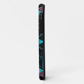 Mosaik Kaleidoskop Blume Blau und Schwarz Case-Mate iPhone Hülle (Hinten/Links)