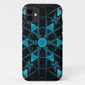 Mosaik Kaleidoskop Blume Blau und Schwarz Case-Mate iPhone Hülle (Rückseite)