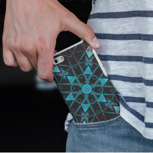 Mosaik Kaleidoskop Blume Blau und Schwarz Case-Mate iPhone Hülle