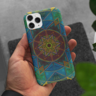Mosaik Kaleidoskop Blume Gelb Blau und Grün Case-Mate iPhone Hülle