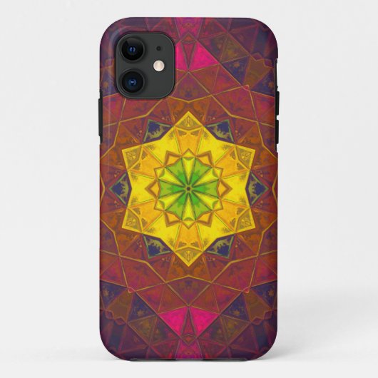 Mosaik Kaleidoskop Blume Gelb Lila und rosa Case-Mate iPhone Hülle (Rückseite)