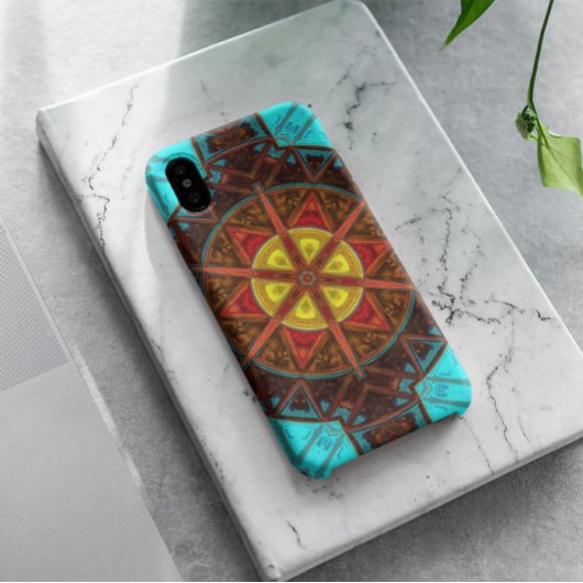 Mosaik Kaleidoskop Blume Gelb Orange und Blau Case-Mate iPhone Hülle