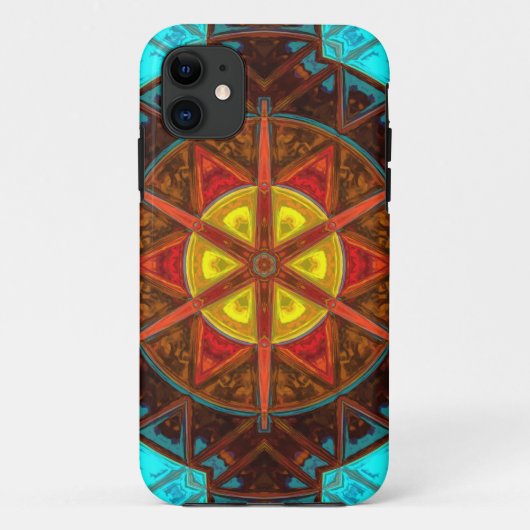 Mosaik Kaleidoskop Blume Gelb Orange und Blau Case-Mate iPhone Hülle (Rückseite)