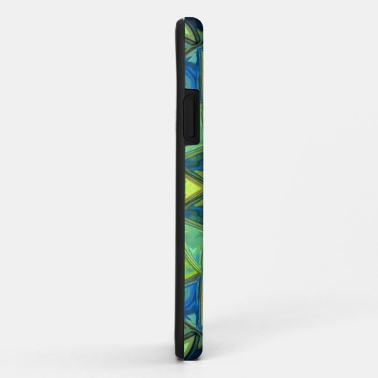 Mosaik Kaleidoskop Blume Gelb und Blau Case-Mate iPhone Hülle (Hinten/Rechts)