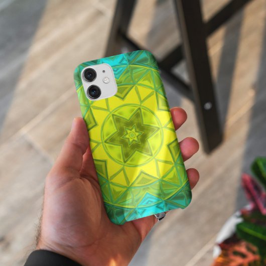 Mosaik Kaleidoskop Blume Gelb und Blau Case-Mate iPhone Hülle