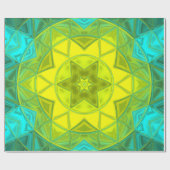 Mosaik Kaleidoskop Blume Gelb und Blau Geschenkpapier (Flach)